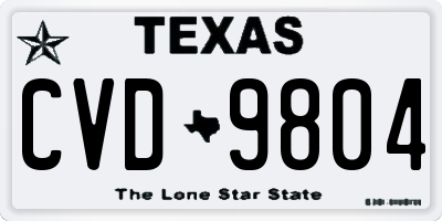 TX license plate CVD9804