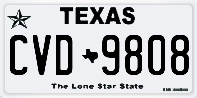 TX license plate CVD9808