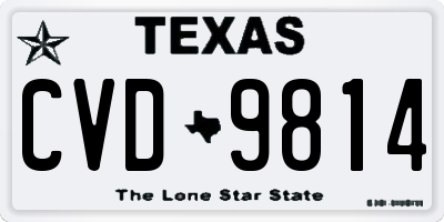 TX license plate CVD9814