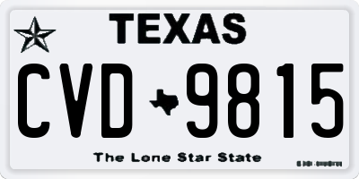 TX license plate CVD9815