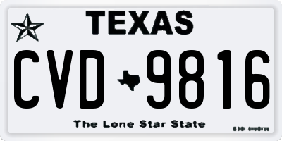TX license plate CVD9816