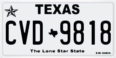 TX license plate CVD9818