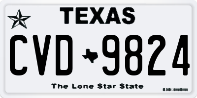 TX license plate CVD9824