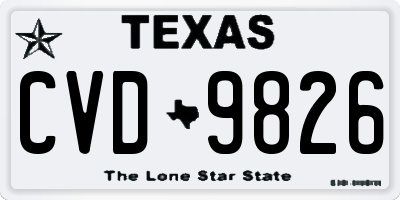 TX license plate CVD9826