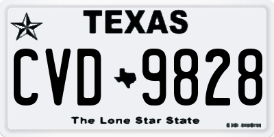 TX license plate CVD9828