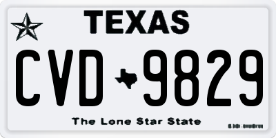 TX license plate CVD9829