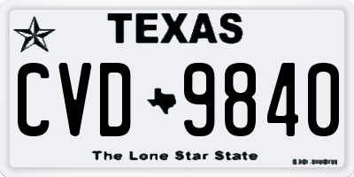 TX license plate CVD9840