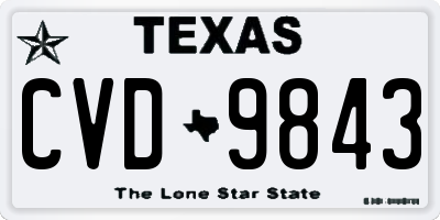 TX license plate CVD9843