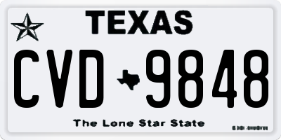 TX license plate CVD9848