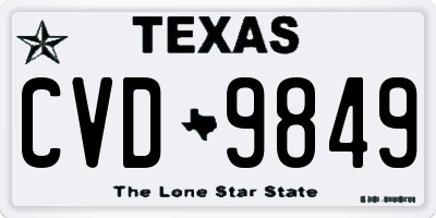 TX license plate CVD9849