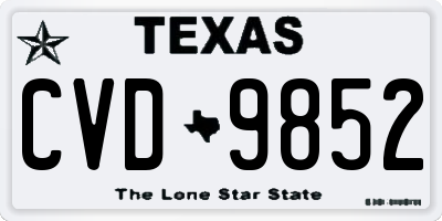 TX license plate CVD9852
