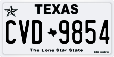 TX license plate CVD9854
