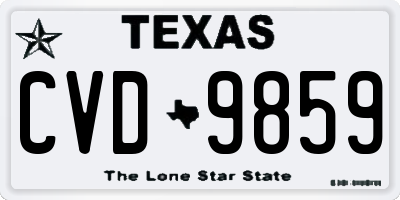 TX license plate CVD9859