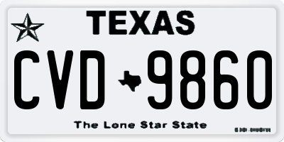 TX license plate CVD9860