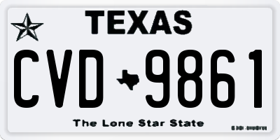 TX license plate CVD9861