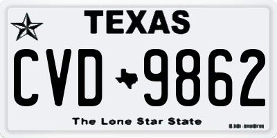 TX license plate CVD9862