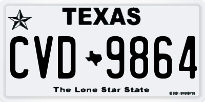 TX license plate CVD9864