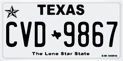 TX license plate CVD9867