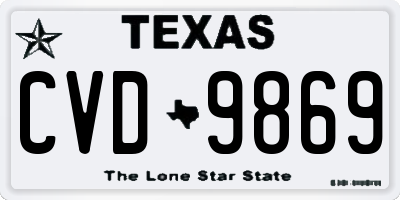 TX license plate CVD9869