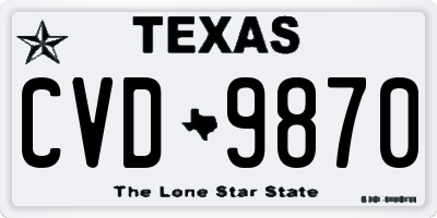 TX license plate CVD9870