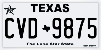 TX license plate CVD9875