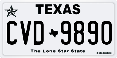 TX license plate CVD9890
