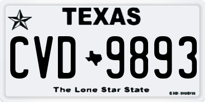 TX license plate CVD9893