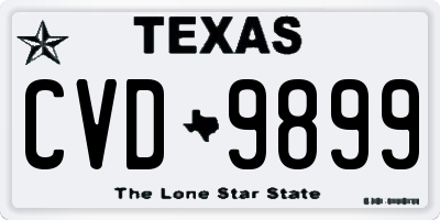 TX license plate CVD9899