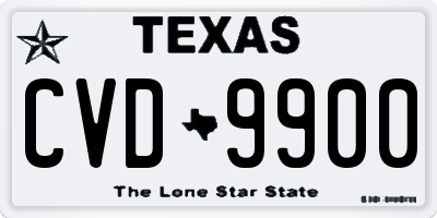 TX license plate CVD9900