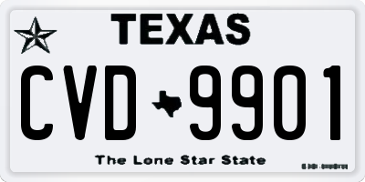 TX license plate CVD9901