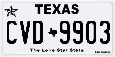 TX license plate CVD9903