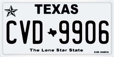 TX license plate CVD9906