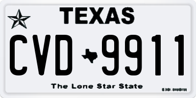 TX license plate CVD9911