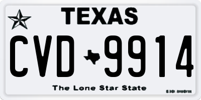 TX license plate CVD9914