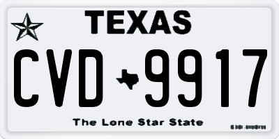 TX license plate CVD9917