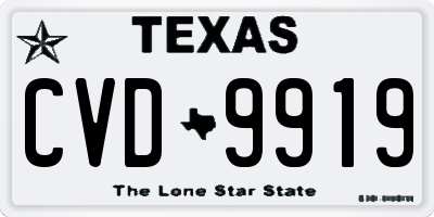 TX license plate CVD9919