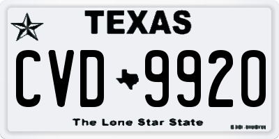TX license plate CVD9920