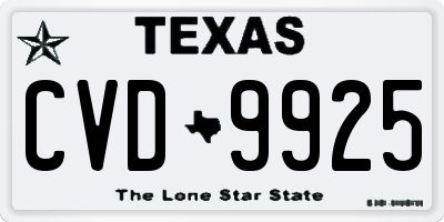 TX license plate CVD9925