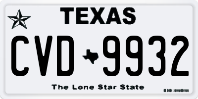 TX license plate CVD9932