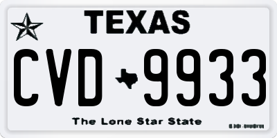 TX license plate CVD9933