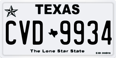 TX license plate CVD9934