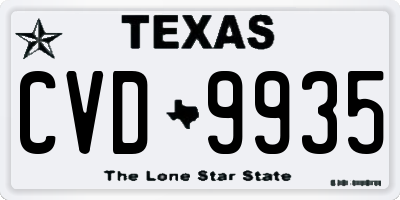 TX license plate CVD9935