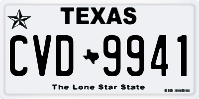 TX license plate CVD9941