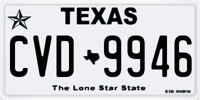 TX license plate CVD9946