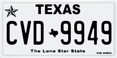 TX license plate CVD9949