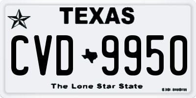 TX license plate CVD9950