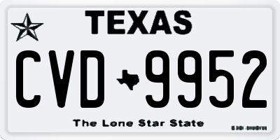 TX license plate CVD9952