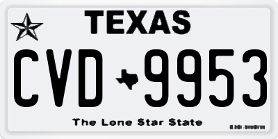 TX license plate CVD9953