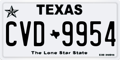 TX license plate CVD9954