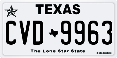 TX license plate CVD9963